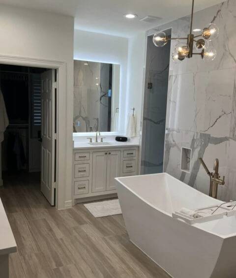 As a leading home remodeling contractor, we specialize in transforming kitchens and bathrooms into modern, functional spaces. Our team of skilled general contractors and remodelers works closely with you, ensuring your vision becomes a reality. We prioritize quality, efficiency, and customer satisfaction, making us the go-to choice for home renovation projects.